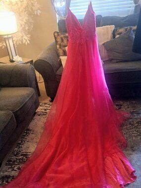 Jonathan Kayne HOT pink designer wedding or prom dress
